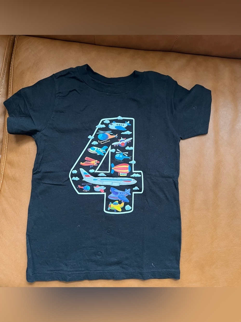 Kids Boys 4th Birthday Airplane Graphic Tee Sz 4T Cotton
